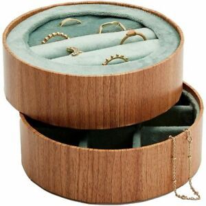 Wooden Jewelry Trays with Velvet for Rings and Earring (4.3 Inches, 2 Pack)