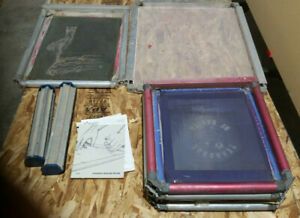 Newman Roller Frames Lot x6 Frames, Instructions, Squeegees Screen Printing