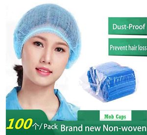 100 Hair Net Disposable Hairnet Mob Cap Catering Cap Head Cover Bouffant Cap