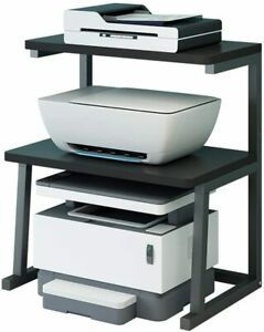 Printer Stand Desktop Stand for Printer 3-Tier Multifunction Storage Book  Black