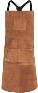 QeeLink Leather Welding Apron - Heat &amp; Flame-Resistant Heavy Duty Work Forge 6 &amp;