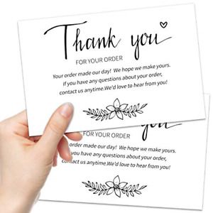 100 Pieces Thank You For Your Order Cards Large 4 x 6 Inch Degradable Business