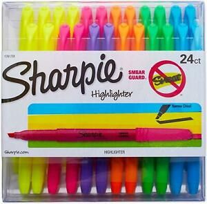 Sharpie Liquid Pocket Highlighters Assorted Colors | Chisel Tip, 24 Count