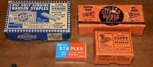 Lot of 4 STAPLE BOXES-Chicago Hansen Blue Line Staples No.34-1/4&#034; Tack Point
