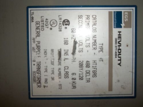 Egs &#034;hevi duty&#034; 6.0 kva transformer 480 primary 208/120 secondary for sale
