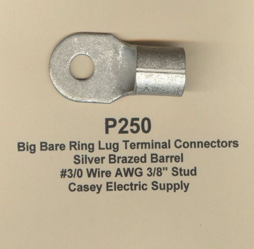 2 bare ring lug brazed barrel terminal connector #3/0 wire awg 3/8&#034; stud molex for sale