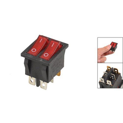 Illuminated 6 pin dual spst on/off boat rocker switch ac 15a/250v 20a/125v for sale