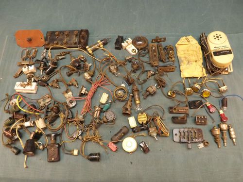 Vintage lot of 92 pieces of electrical steam punk lamp parts (lp22) for sale