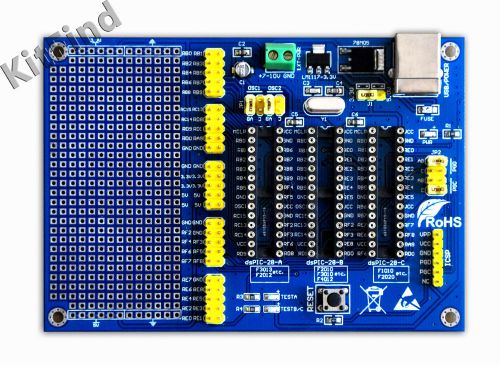 Pic development board readydspic-28p for dspic microcontrollers with 28pins for sale