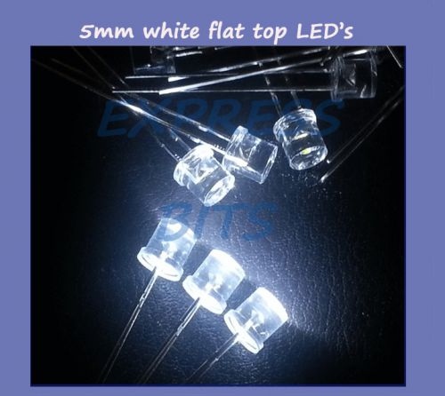 Pre wired  flat top 10x White leds 5mm 10000mcd Ultra bright new led lights