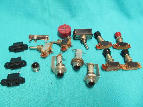 LOT OF A-H&amp;H MOMENTARY SWITCHES DRAKE MFG RED JEWEL INDICATOR INDICATOR LAMPS