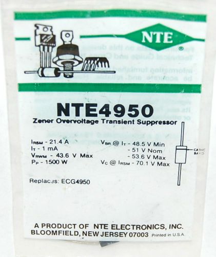 NTE NTE4950 ZENER OVERVOLTAGE TRANSIENT SUPPRESSOR Equiv to ECG4950