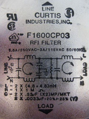 3 htf Curtis Industries F1600CP03 RFI Filter Radio Freq. original parts