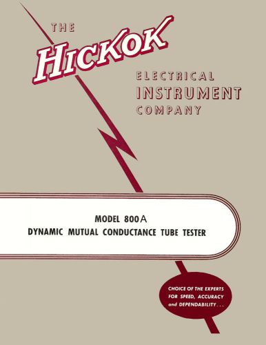 Operator&#039;s Manual: Hickok 800A Tube Tester