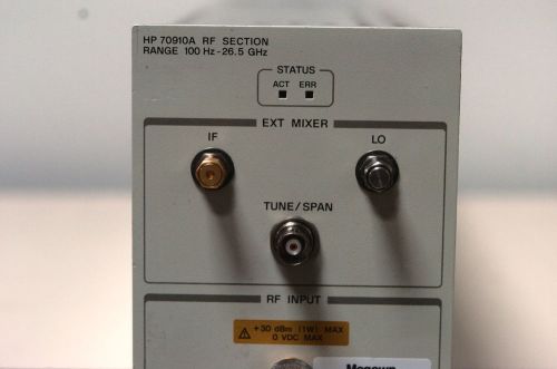 Keysight / Agilent / HP 70910A RF Section Plug in Module for MMS Series