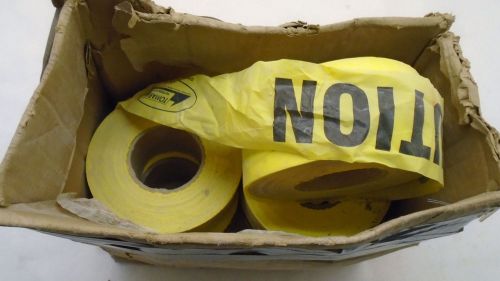 TOMARCO YELLOW CAUTION TAPE ROLLS MIX LOT OF 5 USED ROLLS