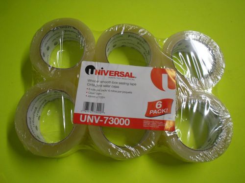 6PK Universal Office Products UNV73000 Quiet Carton Sealing Tape, 2&#034; X 110 Yards