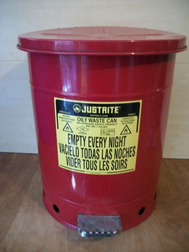 Justrite Oily Waste 10 Gal. Can w/Flip Top Lid
