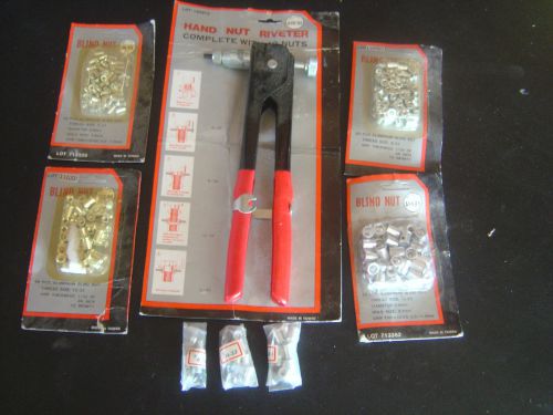 Hand nut riveter!! exc used cond! plus tons of nuts ... see desc for sizes... for sale