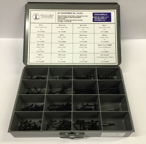 Phillips drywall screw assort. with metal tray 581 pcs *free shipping* for sale