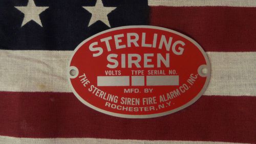Sterling siren fire alarm company replacement badge for sale