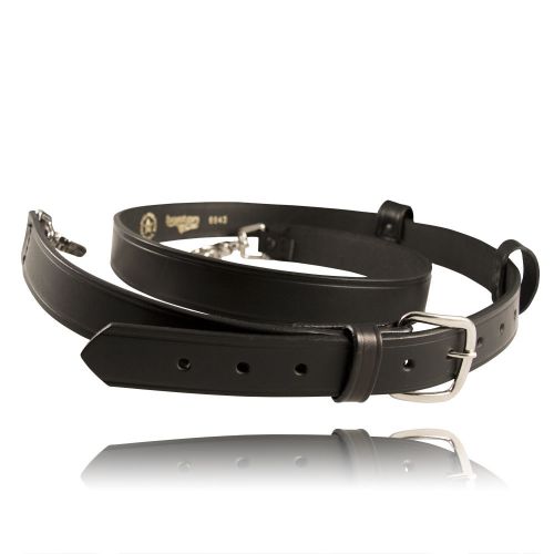Boston leather 6543 radio strap, black, nickel hardware, with mic clips, new! for sale