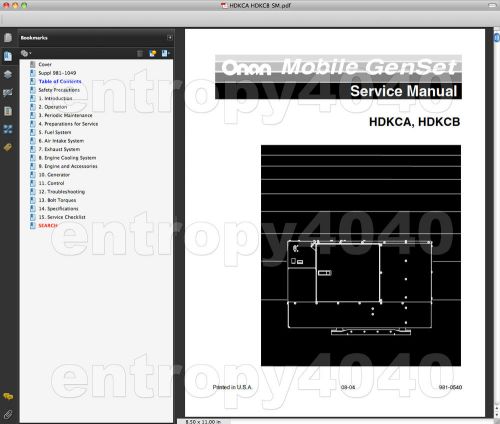 Onan HDKCA, HDKCB Service MANUAL &amp; Parts, Operator, Install -8- Repair MANUALS