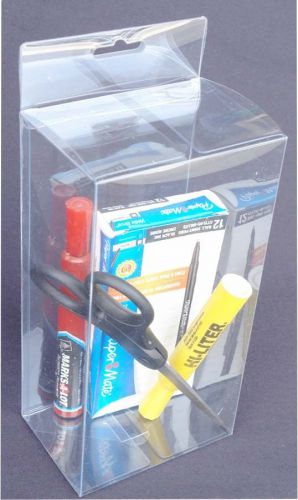 50 PCS 4-3/8x3-1/8x8-7/8 Plastic Clear PVC Box W/ Hang Hole Retail Display Boxes