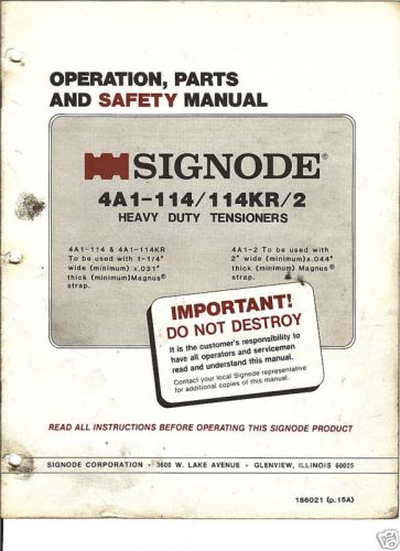 Signode 4A1-114/114KR/2 Manual