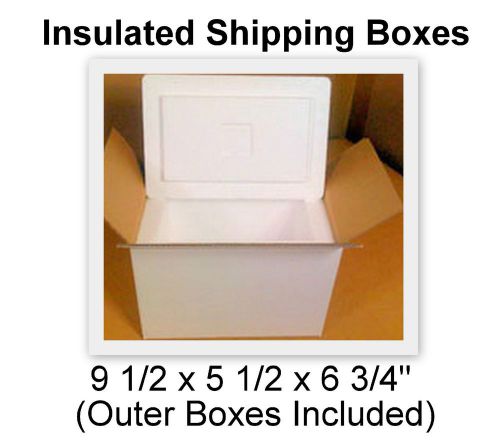 8 Insulated Shipping Boxes 9 1/2 x 5 1/2 x 6 3/4&#034; (Outer Boxes Included)