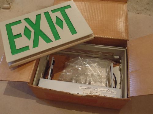 Prescolite EXIT SIGN GREEN LETTERS METAL LIGHT WITH DIAMOND CUT-OUTS