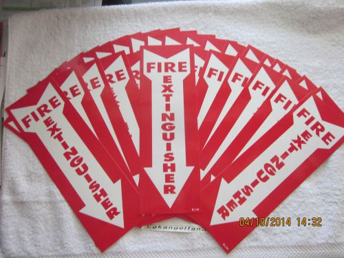 LOT OF 25-(4&#034; X 12&#034;) SELF-ADHESIVE VINYL &#034;FIRE EXTINGUISHER ARROW&#034; SIGNS..NEW