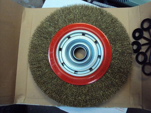 12&#034; narrow face brass wire wheel brush new with arbor adapter for sale