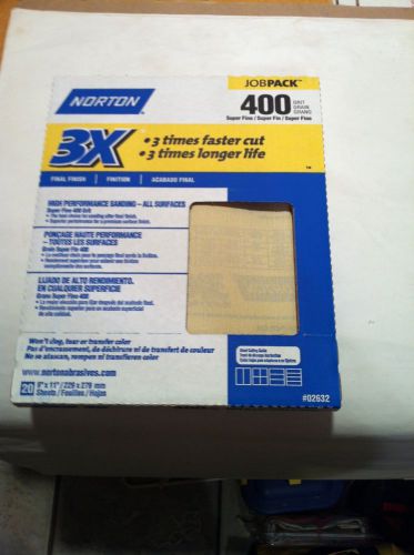 2 packs norton sandpaper 3x 400 grit super fine 9 x 11&#034; sheets 20 per pack 02632 for sale