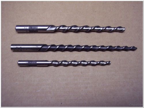 Lot of 3 hss various size, regular spiral tapered drill bits, spire)(, gammons for sale