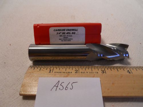 1 NEW 3/4&#034; DIAMETER CARBIDE END MILL. 4 FLUTE. 3/4&#034; SHANK. MADE IN USA [A565]