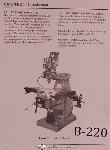 Bridgeport series ii special milling drilling boring, maintenance parts manual for sale