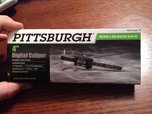 Pittsburgh 4&#034; digital caliper #47256 metric &amp; sae auto-scrap gold diamonds nib for sale
