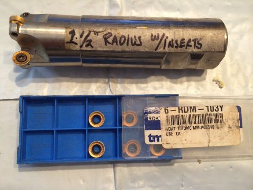 1-1/2&#034; Radius Mill Cutter With Box of TMX RDKT 10T3M0 MM PC6510 Carbide Inserts