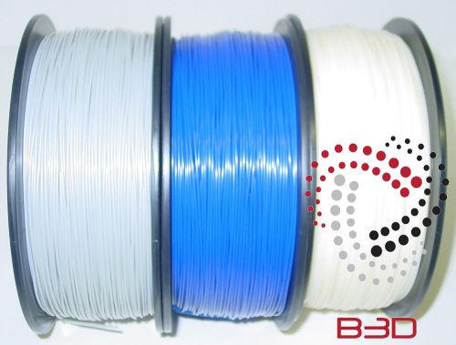 1.75 mm Filament 4 3D Printer. ABS SILVER,BLUE, AND NATURAL BUNDLE SPOOLS