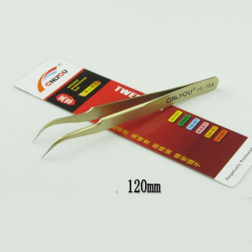 Golden Stainless Steel Tweezers Craft Plier Tool for Jewelry IC SMD SMT phone 15