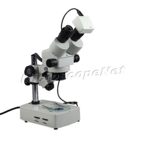 3.5X-90X Binocular Stereo Zoom Microscope with Dual Lights +1.3MP USB Camera