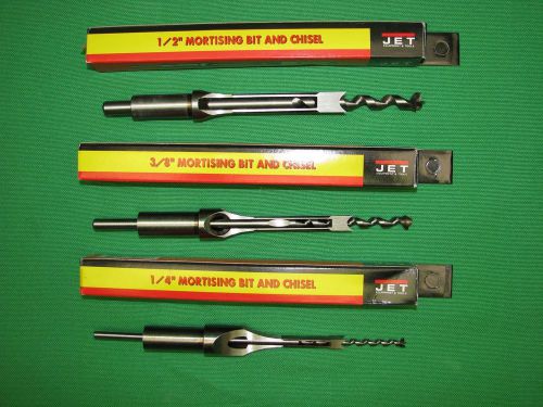 Jet Mortising Bit and Chisel 3 Piece Set ~ 1/4, 3/8, 1/2&#034; ~ New in Boxes