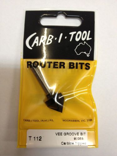 CARB-I-TOOL T 112 90 DEGREE x  1/4 ” CARBIDE TIPPED VEE GROOVE CUTTER ROUTER BIT