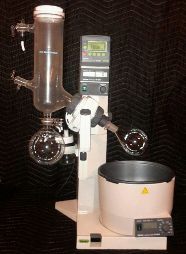 Buchi r-205 rotary evaporator w/ b-490 hi temp bath, glass, and v-805 controller for sale