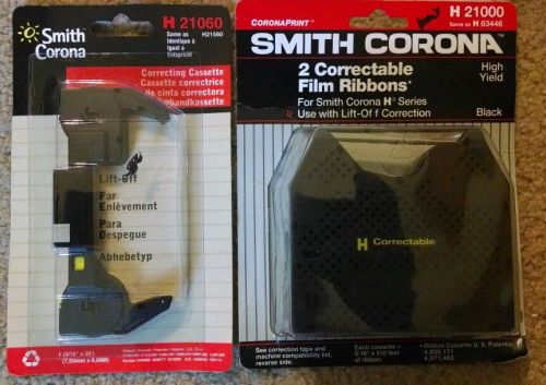 NEW  LOT SMITH CORONA H 21000 RIBBONS AND H 21060 CORRECTING CASSETTE FREE SHIP!