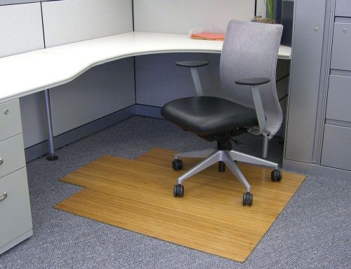 Bamboo Roll-Up Chairmat, 44&#034; x 52&#034;, with lip