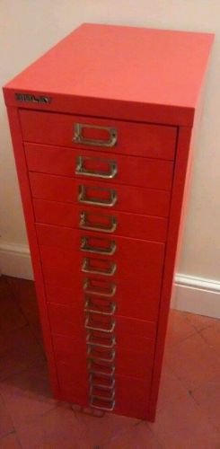 Metal Filing cabinet 15 Drawers bright red Vintage