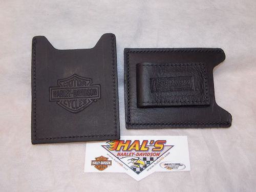 Harley-Davidson/Mascorro Leather Embossed B&amp;S Magnetic Money Clip/Card Case, Blk