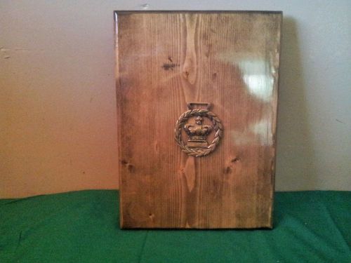HANDCRAFTED WOOD CLIPBOARD WITH BRASS HORSE MEDALION ON REAR